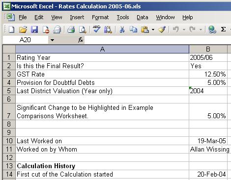 Rates Calculation Tool - Variables